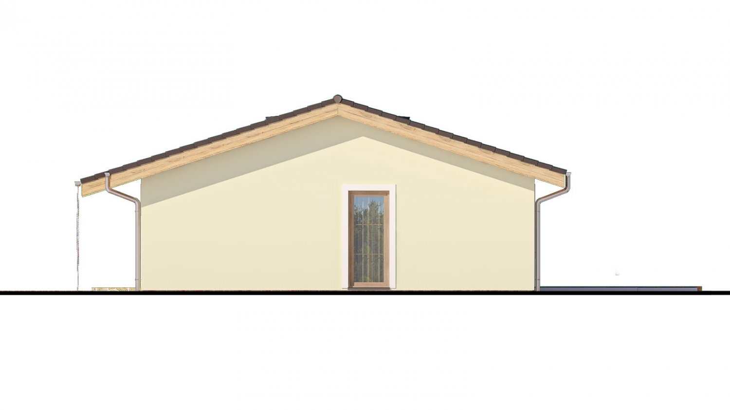 Murovaný projekt rodinného domu na úzky pozemok so sedlovou strechou. Spracovaný v 3d realite s umiestnením na pozemok.